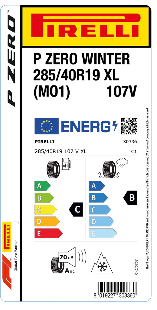 1x Pirelli PZERO WINTER M+S 3PMSF XL (MO1) 285/40 R 19 PKW-WINTERREIFEN