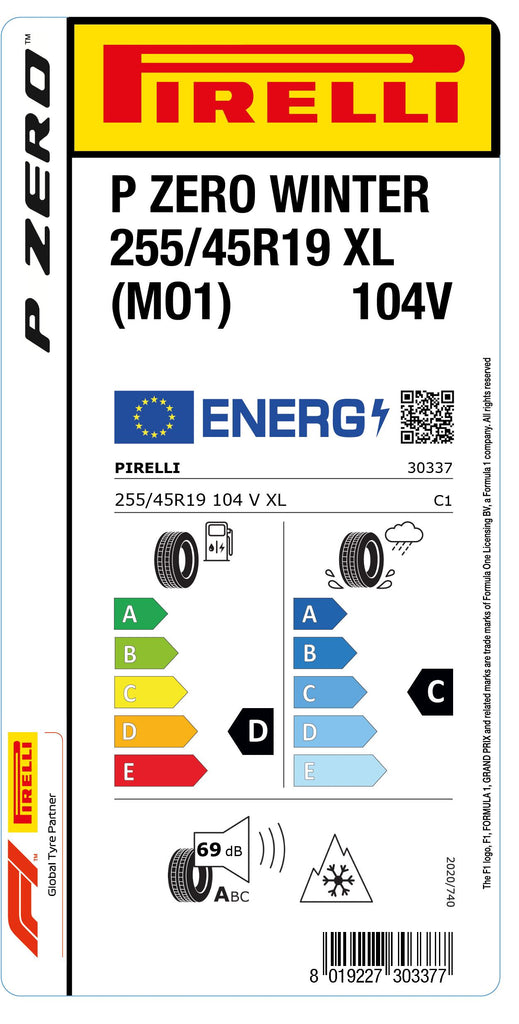 1x Pirelli PZERO WINTER M+S 3PMSF XL (MO1) 255/45 R 19 PKW-WINTERREIFEN