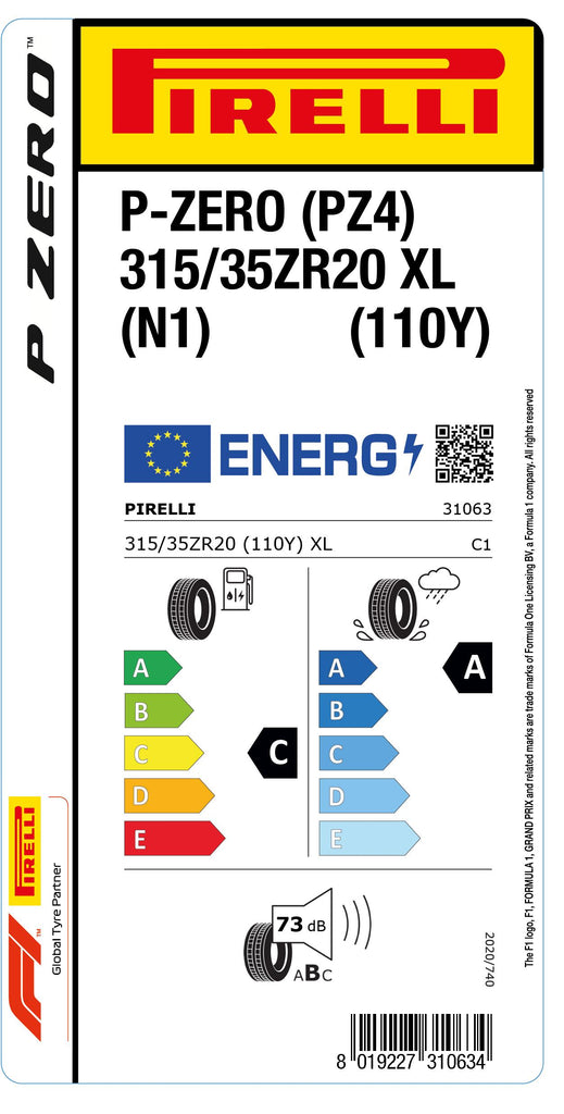 1x Pirelli P-ZERO (PZ4) Sports Car XL (N1) 315/35 ZR 20 PKW-SOMMERREIFEN