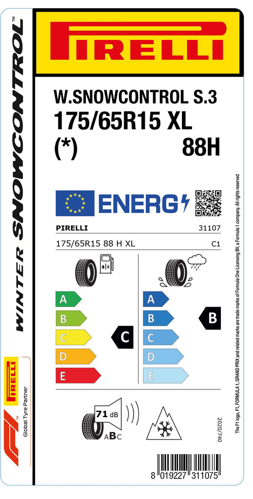 1x Pirelli WINTER 210 SNOWCONTROL SERIE 3 M+S 3PMSF XL (*) 175/65 R 15 PKW-WINTERREIFEN