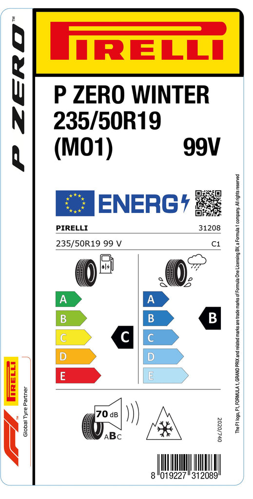 1x Pirelli PZERO WINTER M+S 3PMSF (MO1) 235/50 R 19 PKW-WINTERREIFEN