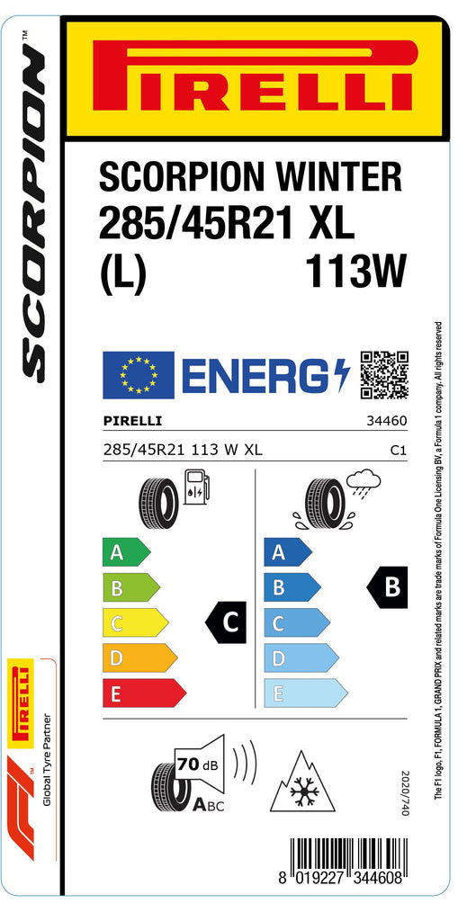 1x Pirelli SCORPION WINTER M+S 3PMSF XL (L) 285/45 R 21 SUV- &4x4-WINTERREIFEN