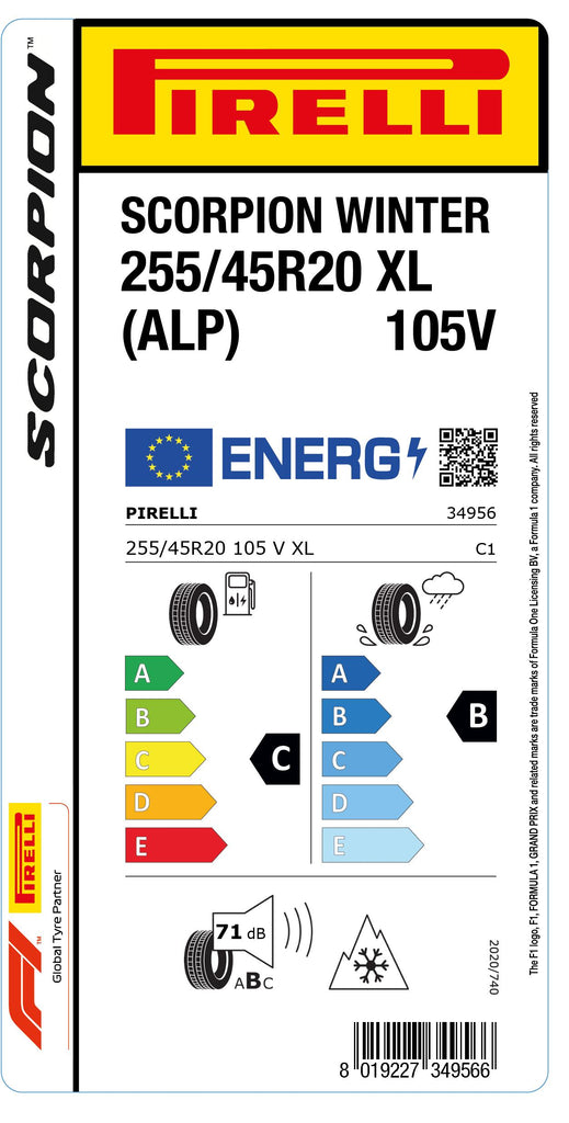 1x Pirelli SCORPION WINTER M+S 3PMSF XL (ALP) 255/45 R 20 SUV- &4x4-WINTERREIFEN