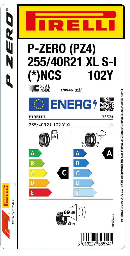 1x Pirelli P-ZERO (PZ4) Sports Car XL SI (*) PNCS 255/40 R 21 PKW-SOMMERREIFEN