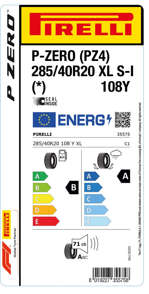 1x Pirelli P-ZERO (PZ4) Sports Car XL SI (*) 285/40 R 20 PKW-SOMMERREIFEN