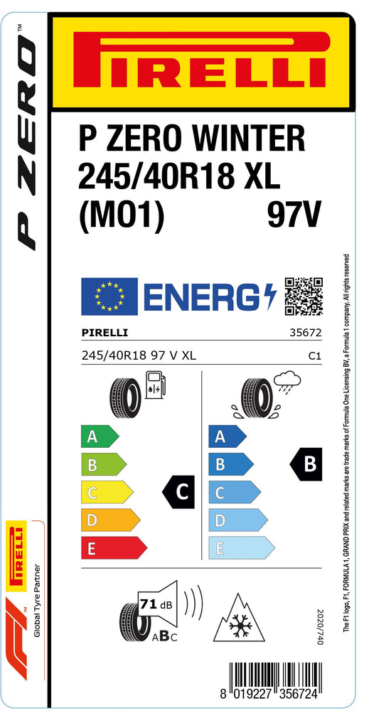 1x Pirelli PZERO WINTER M+S 3PMSF XL (MO1) 245/40 R 18 PKW-WINTERREIFEN