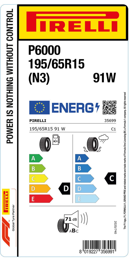 1x Pirelli P6000 (N3) 195/65 R 15 PKW-SOMMERREIFEN