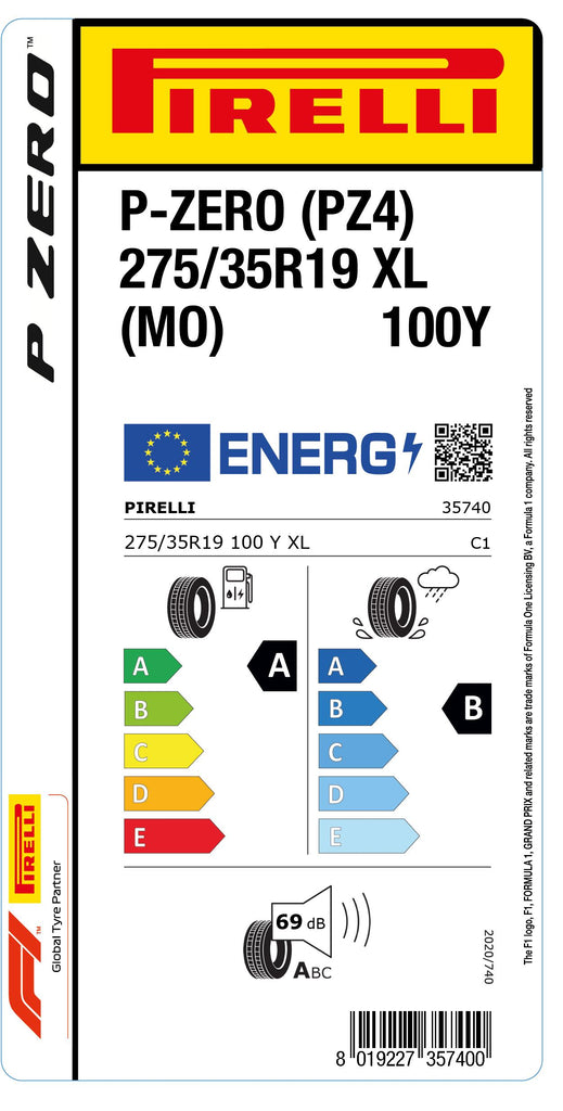 1x Pirelli P-ZERO (PZ4) Sports Car XL (MO) 275/35 R 19 PKW-SOMMERREIFEN