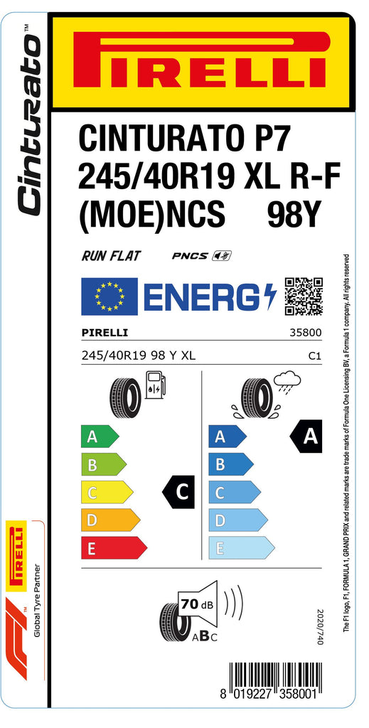 1x Pirelli CINTURATO P7 XL RF (MOE) PNCS 245/40 R 19 PKW-SOMMERREIFEN