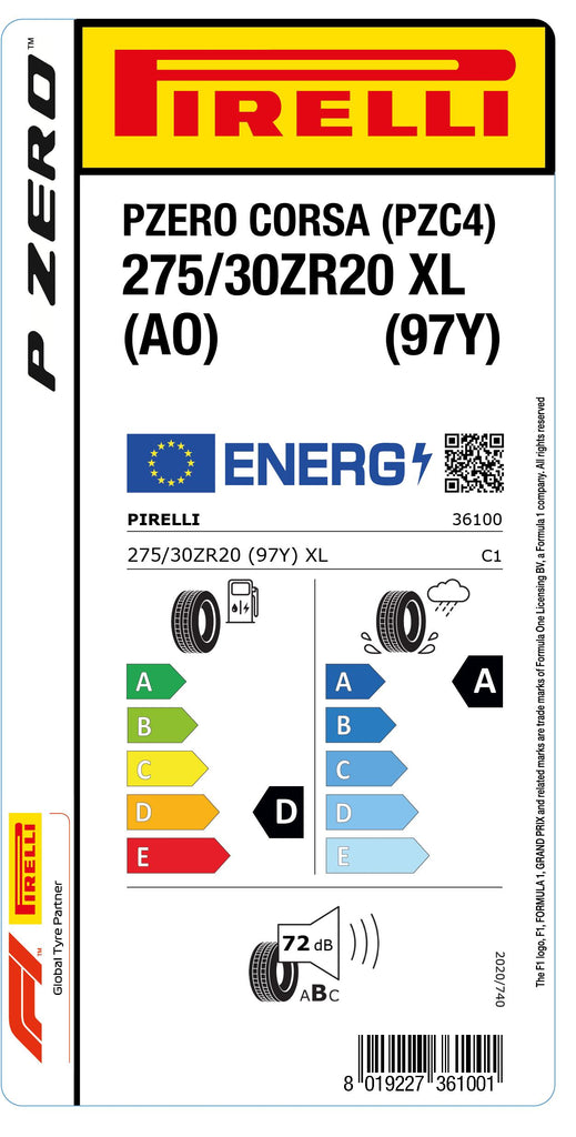 1x Pirelli PZERO CORSA (PZC4) XL (AO) 275/30 ZR 20 PKW-SOMMERREIFEN