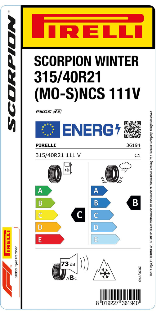 1x Pirelli SCORPION WINTER M+S 3PMSF (MO-S) PNCS 315/40 R 21 SUV- &4x4-WINTERREIFEN