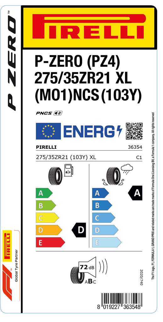 1x Pirelli P-ZERO (PZ4) Sports Car XL (MO1) PNCS 275/35 ZR 21 PKW-SOMMERREIFEN