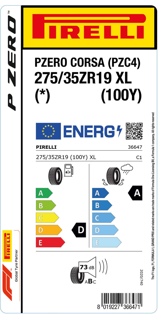 1x Pirelli PZERO CORSA (PZC4) XL (*) 275/35 ZR 19 PKW-SOMMERREIFEN