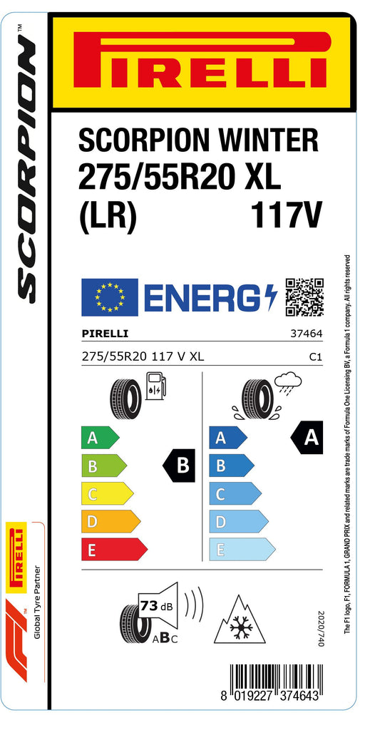 1x Pirelli SCORPION WINTER M+S 3PMSF XL (LR) 275/55 R 20 SUV- &4x4-WINTERREIFEN