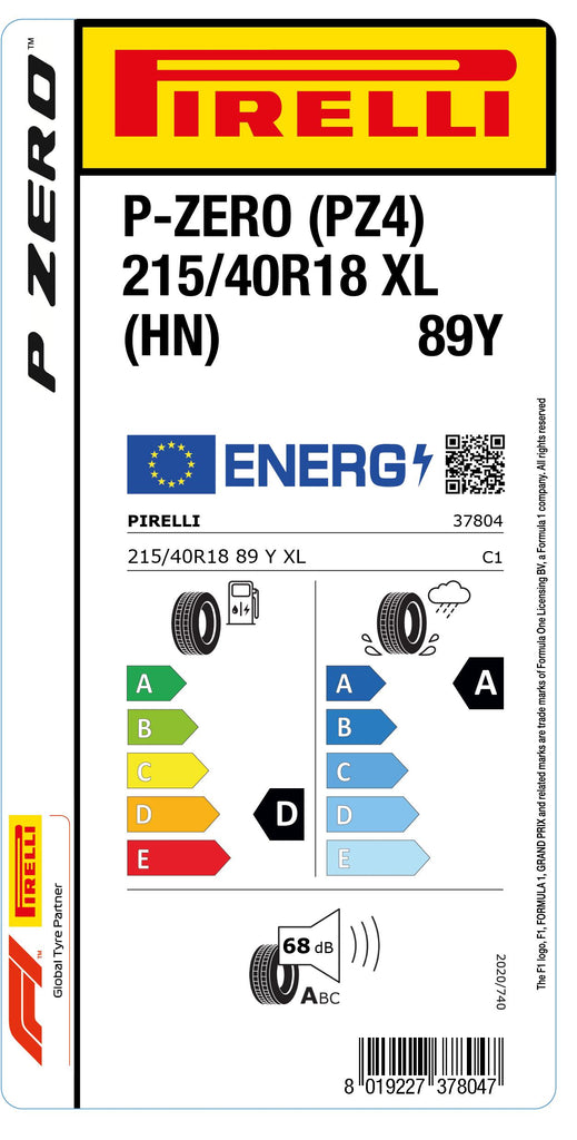 1x Pirelli P-ZERO (PZ4) Sports Car XL (HN) 215/40 R 18 PKW-SOMMERREIFEN