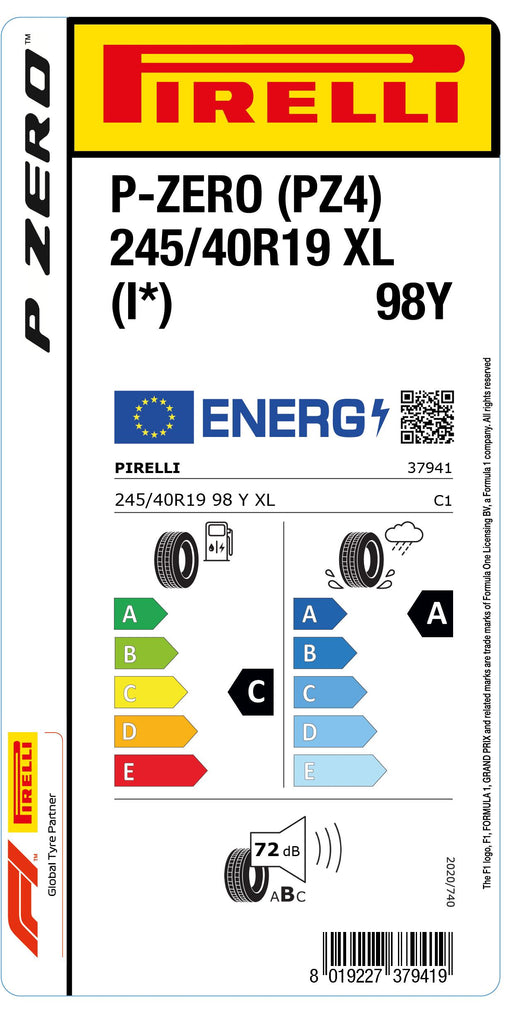 1x Pirelli P-ZERO (PZ4) Sports Car XL (I*) 245/40 R 19 PKW-SOMMERREIFEN