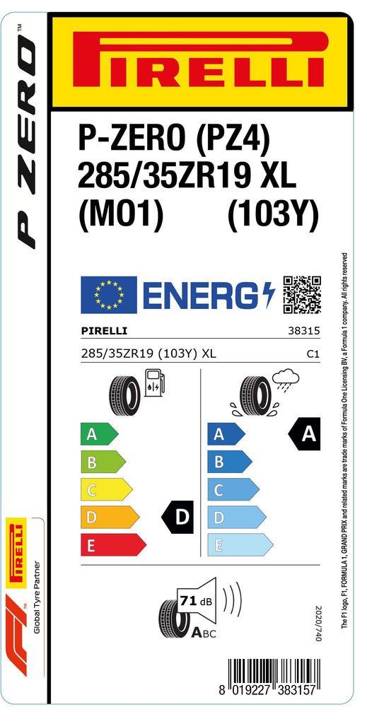 1x Pirelli P-ZERO (PZ4) Sports Car XL (MO1) 285/35 ZR 19 PKW-SOMMERREIFEN