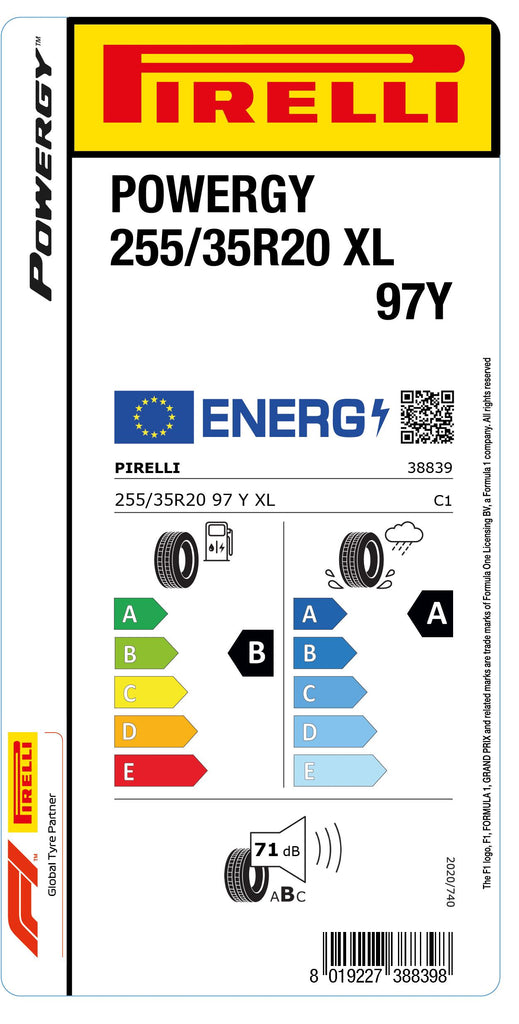 1x Pirelli POWERGY XL 255/35 R 20 PKW-SOMMERREIFEN