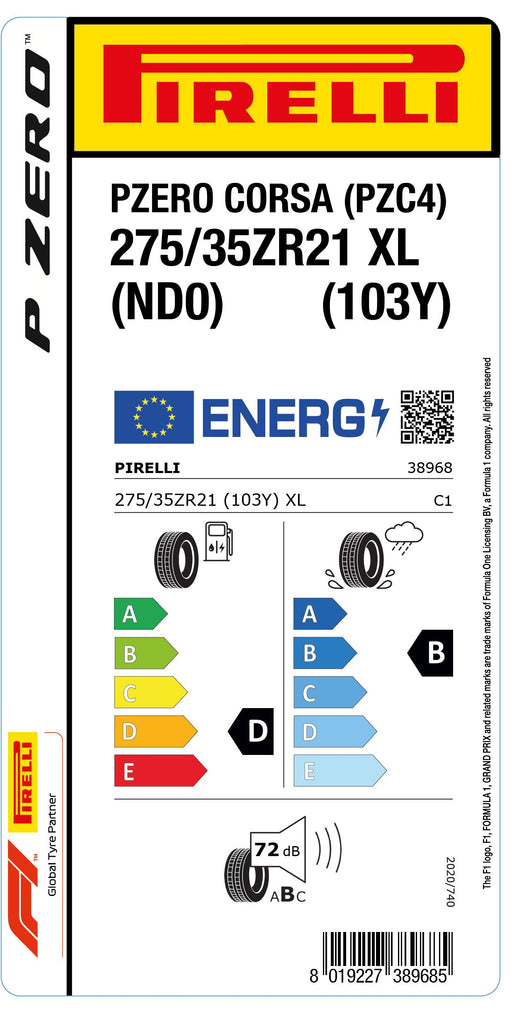 1x Pirelli PZERO CORSA (PZC4) XL (ND0) 275/35 ZR 21 PKW-SOMMERREIFEN