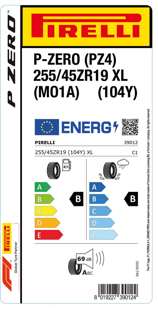 1x Pirelli P-ZERO (PZ4) Sports Car XL (MO1A) 255/45 ZR 19 PKW-SOMMERREIFEN