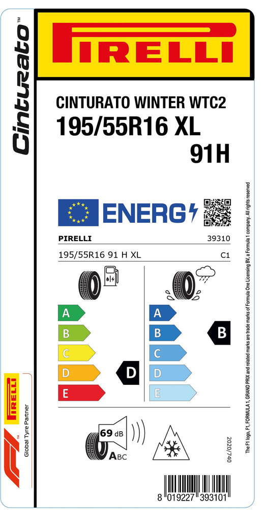 1x Pirelli CINTURATO WINTER 2 M+S 3PMSF XL 195/55 R 16 PKW-WINTERREIFEN