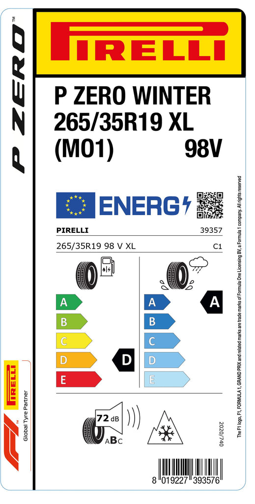 1x Pirelli PZERO WINTER M+S 3PMSF XL (MO1) 265/35 R 19 PKW-WINTERREIFEN