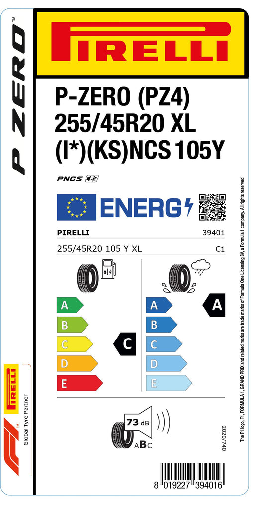 1x Pirelli P-ZERO (PZ4) Luxury Saloon XL (I*)(KS) PNCS 255/45 R 20 PKW-SOMMERREIFEN