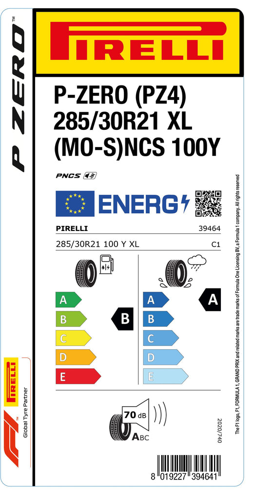 1x Pirelli P-ZERO (PZ4) Sports Car XL (MO-S) PNCS 285/30 R 21 PKW-SOMMERREIFEN