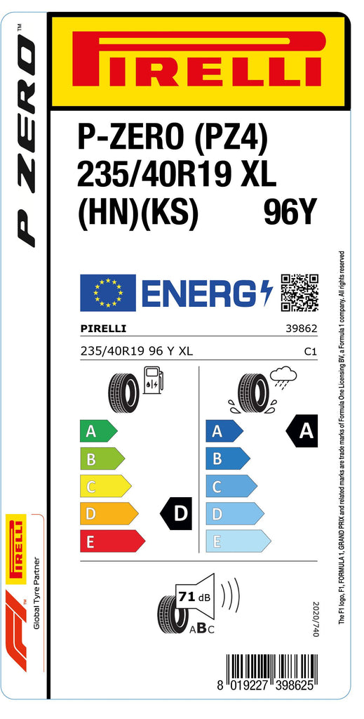 1x Pirelli P-ZERO (PZ4) Sports Car XL (HN)(KS) 235/40 R 19 PKW-SOMMERREIFEN