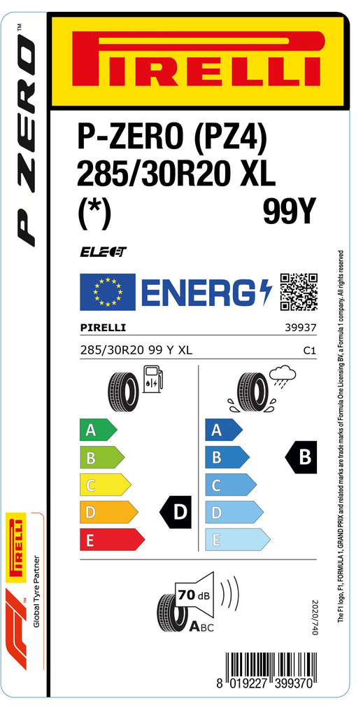 1x Pirelli P-ZERO (PZ4) Sports Car XL (*) 285/30 R 20 PKW-SOMMERREIFEN