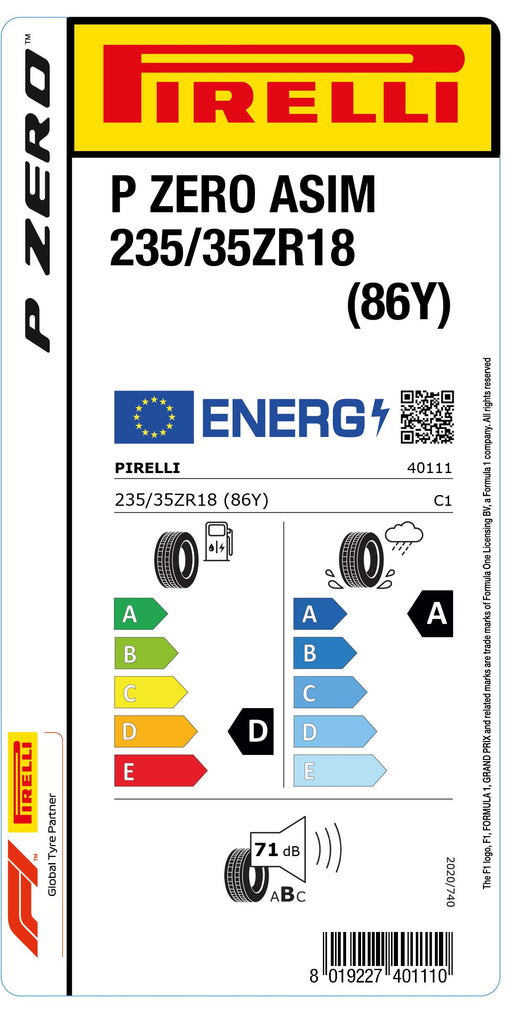 1x Pirelli PZERO ASIMMETRICO  235/35 ZR 18 PKW-SOMMERREIFEN