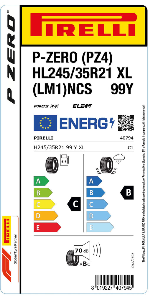 1x Pirelli P-ZERO (PZ4) Sports Car XL (LM1) PNCS 245/35 R 21 PKW-SOMMERREIFEN