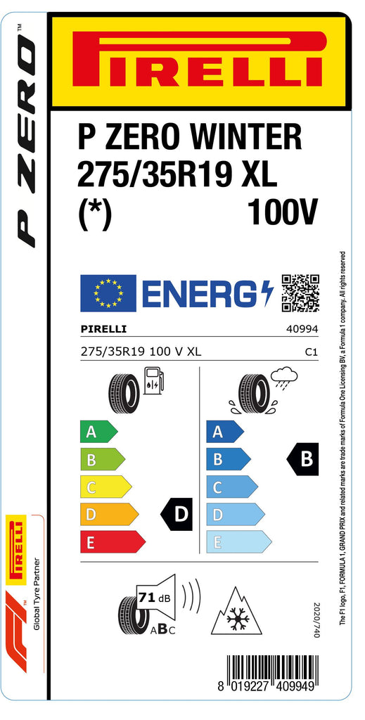 1x Pirelli PZERO WINTER M+S 3PMSF XL (*) 275/35 R 19 PKW-WINTERREIFEN