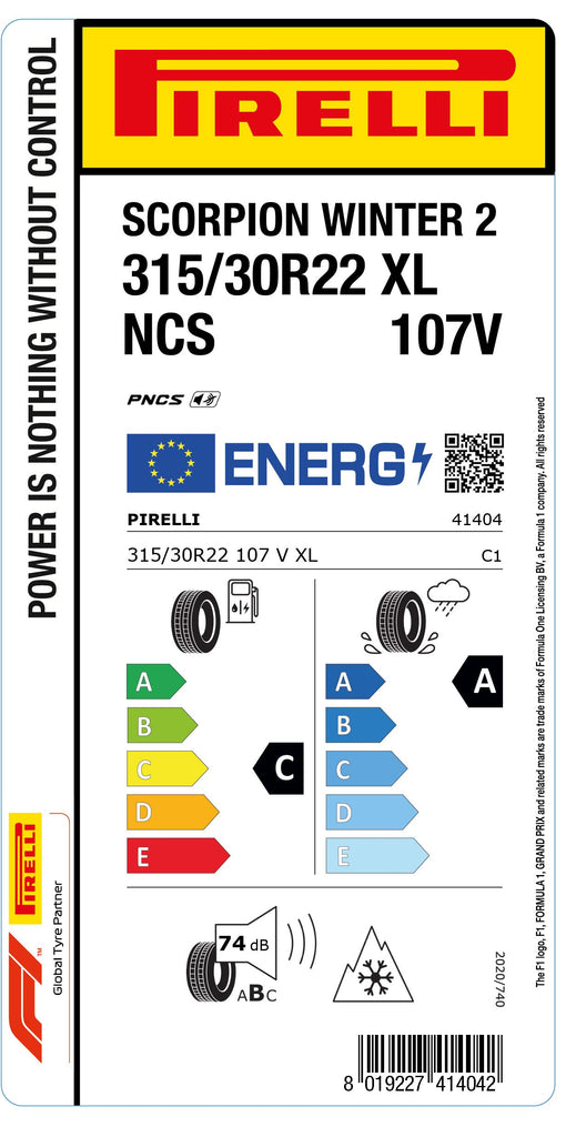 1x Pirelli SCORPION WINTER 2 M+S 3PMSF XL PNCS 315/30 R 22 SUV- &4x4-WINTERREIFEN