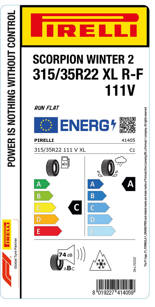 1x Pirelli SCORPION WINTER 2 M+S 3PMSF XL RF 315/35 R 22 SUV- &4x4-WINTERREIFEN