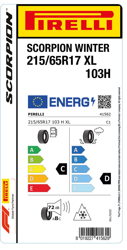 1x Pirelli SCORPION WINTER M+S 3PMSF XL 215/65 R 17 SUV- &4x4-WINTERREIFEN