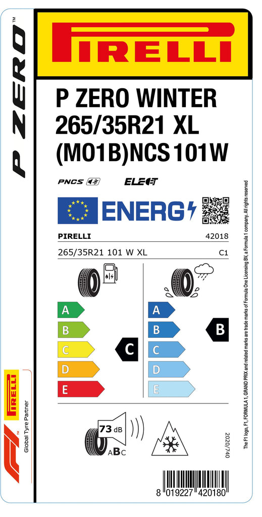 1x Pirelli PZERO WINTER M+S 3PMSF XL (MO1B) PNCS 265/35 R 21 PKW-WINTERREIFEN