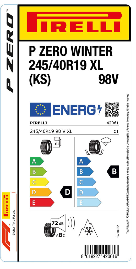 1x Pirelli PZERO WINTER M+S 3PMSF XL (KS) 245/40 R 19 PKW-WINTERREIFEN