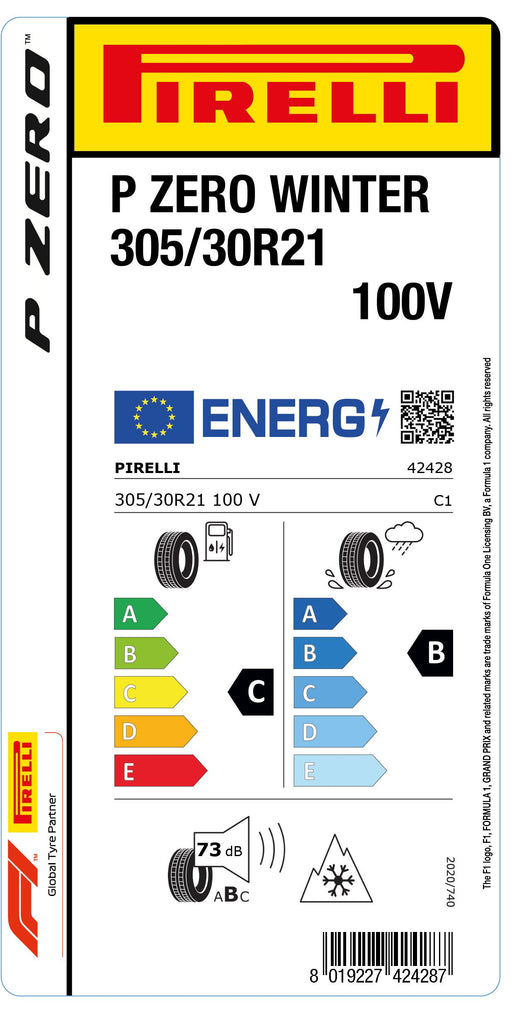 1x Pirelli PZERO WINTER M+S 3PMSF 305/30 R 21 PKW-WINTERREIFEN